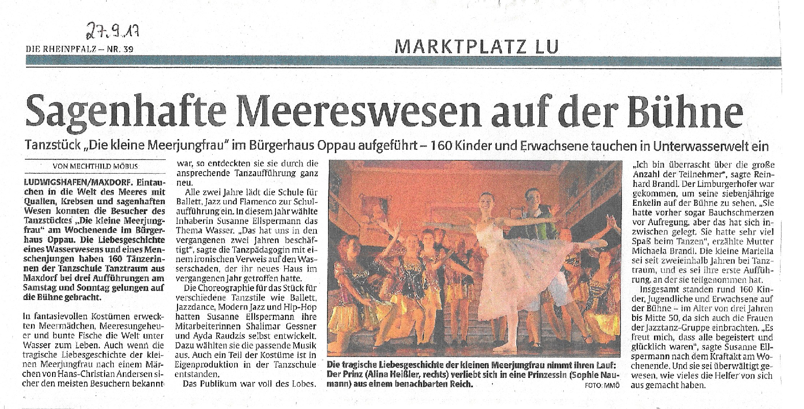 Rheinpfalz Artikel Meerjungfrau 2017